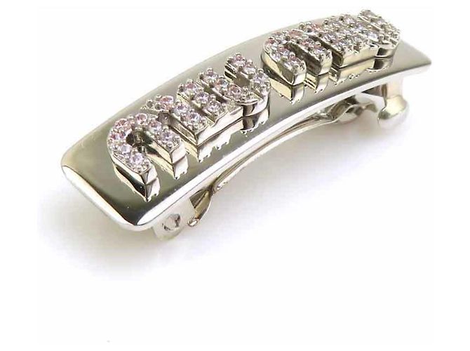 Fermi capelli Miu Miu in metallo argentato Argento - vista 2