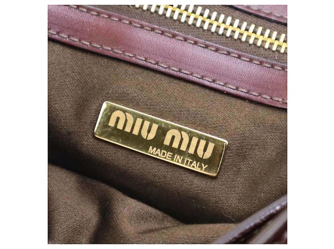 Borsa a tracolla in pelle Miu Miu Marrone D'oro - vista 15