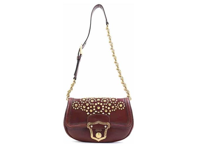 Borsa a tracolla in pelle Miu Miu Marrone D'oro - vista 16