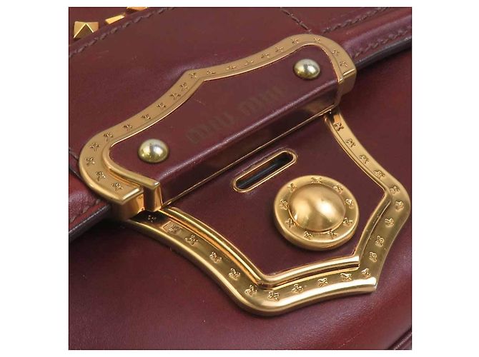 Borsa a tracolla in pelle Miu Miu Marrone D'oro - vista 9