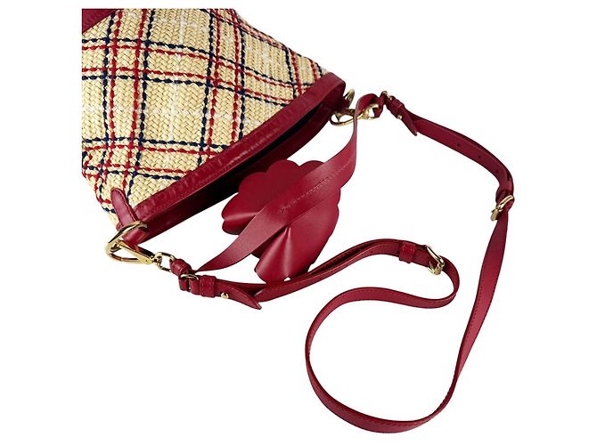 Borsa Miu Miu in rafia e pelle rossa Rosso - vista 10