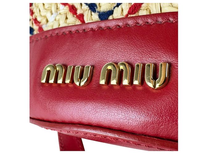 Borsa Miu Miu in rafia e pelle rossa Rosso - vista 12