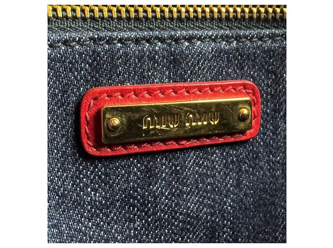Borsa Miu Miu in rafia e pelle rossa Rosso - vista 13