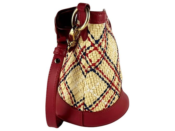 Borsa Miu Miu in rafia e pelle rossa Rosso - vista 2