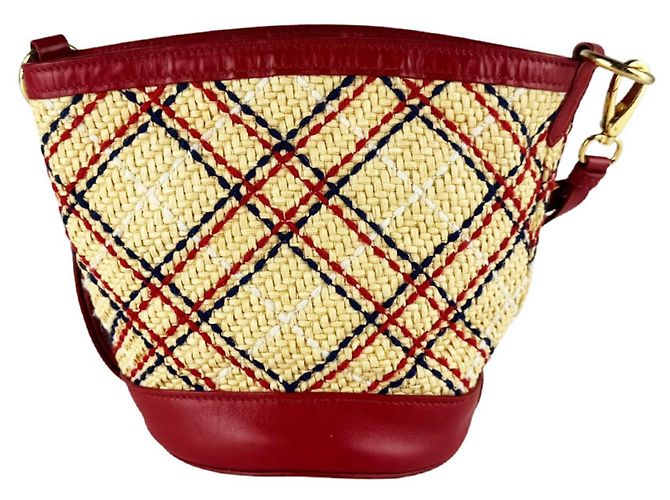 Borsa Miu Miu in rafia e pelle rossa Rosso - vista 3