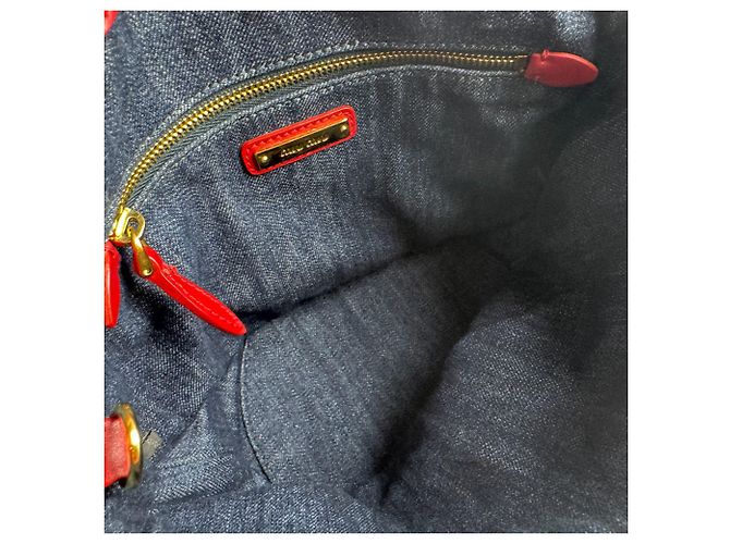 Borsa Miu Miu in rafia e pelle rossa Rosso - vista 5
