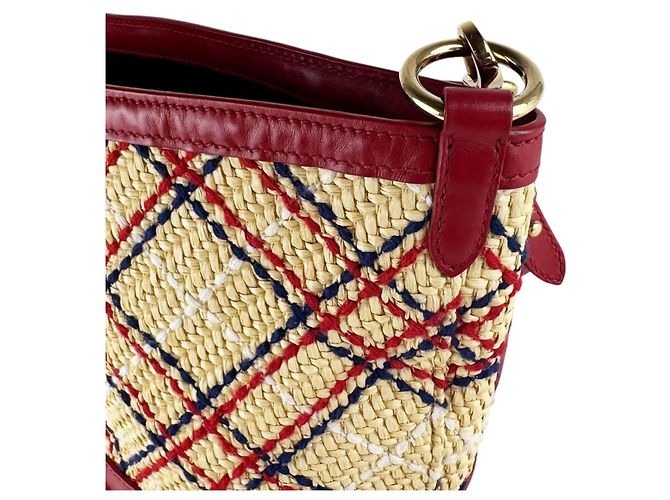 Borsa Miu Miu in rafia e pelle rossa Rosso - vista 6