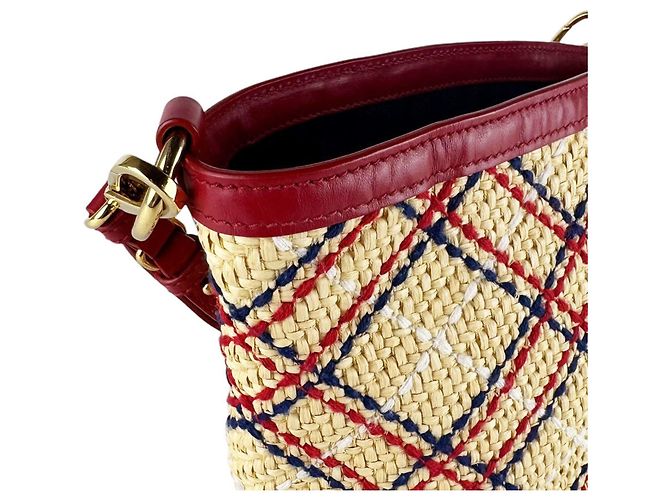 Borsa Miu Miu in rafia e pelle rossa Rosso - vista 7