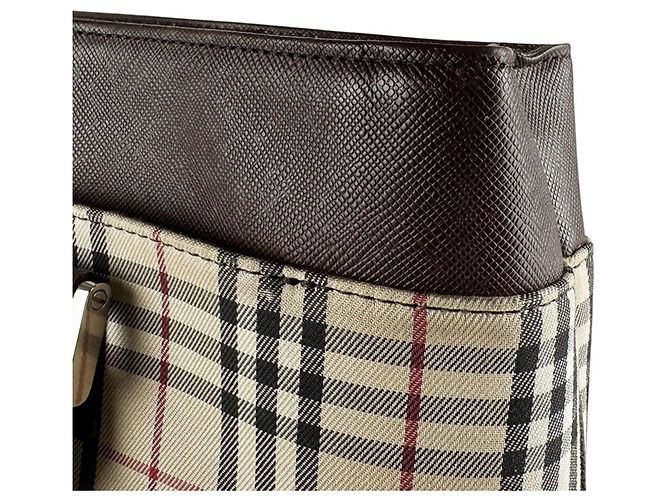 Borsa Burberry in nylon, tela e pelle Marrone Beige - vista 7