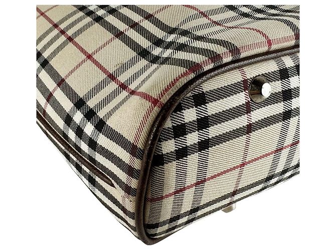 Borsa Burberry in nylon, tela e pelle Marrone Beige - vista 9