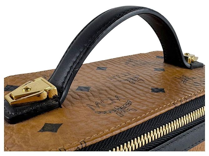 Bolsa de ombro em couro MCM Marrom Preto - vista 10