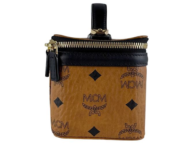 Bolsa de ombro em couro MCM Marrom Preto - vista 2
