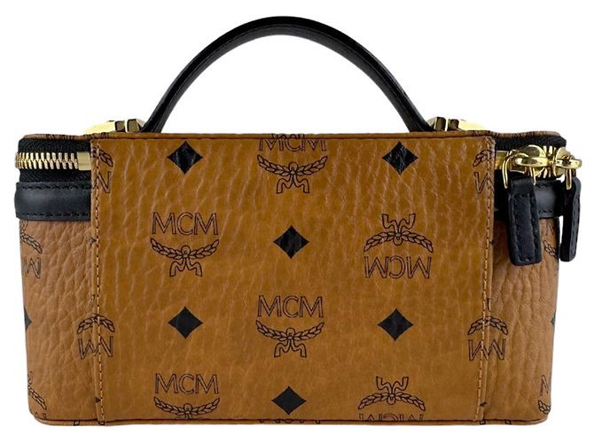Bolsa de ombro em couro MCM Marrom Preto - vista 3