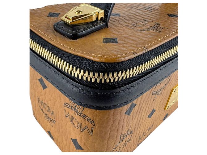 Bolsa de ombro em couro MCM Marrom Preto - vista 6