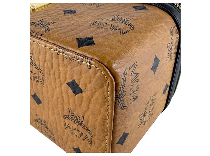 Bolsa de ombro em couro MCM Marrom Preto - vista 7