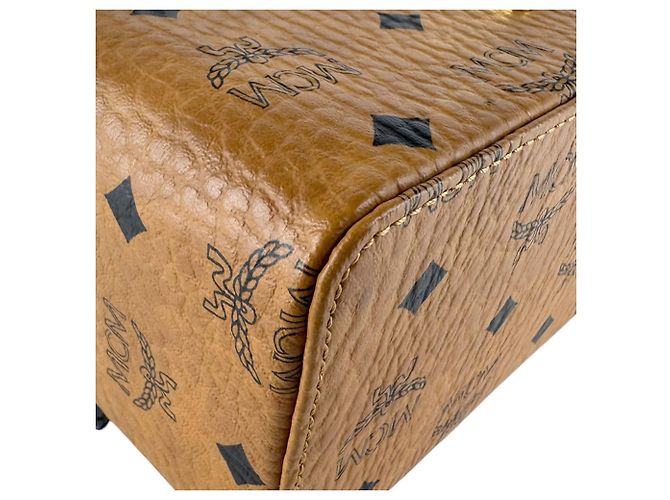 Bolsa de ombro em couro MCM Marrom Preto - vista 8