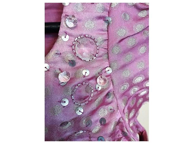 Antik Batik Vestido de Seda Dotties Mutine com Bolinhas Roxo - vista 11