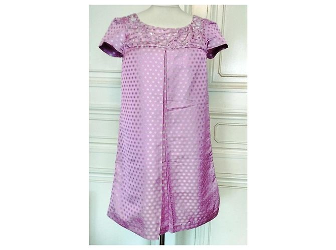 Antik Batik Vestido de Seda Dotties Mutine com Bolinhas Roxo - vista 13