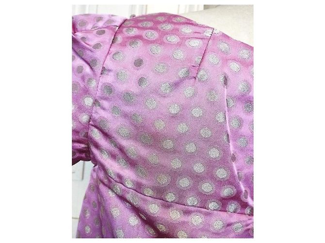 Antik Batik Vestido de Seda Dotties Mutine com Bolinhas Roxo - vista 14