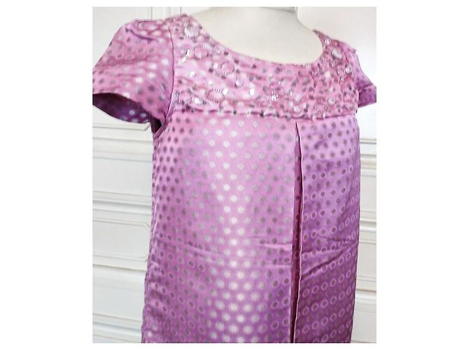 Antik Batik Vestido de Seda Dotties Mutine com Bolinhas Roxo - vista 16