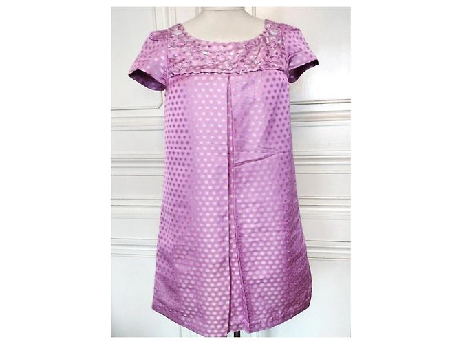 Antik Batik Vestido de Seda Dotties Mutine com Bolinhas Roxo - vista 5