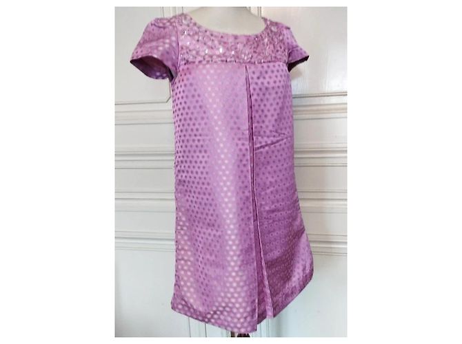 Antik Batik Vestido de Seda Dotties Mutine com Bolinhas Roxo - vista 9