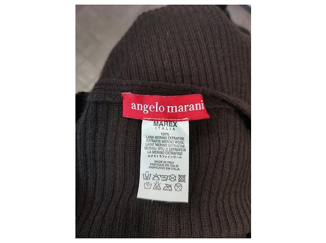 Autre Marque Angelo Marani Strickkleid Tunika Merinowolle Braun - Ansicht 3