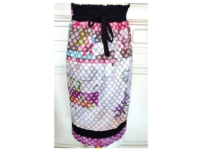 Autre Marque Anatopik Vestido Odalisque de Algodón Castaño Negro Rosa Blanco Azul Gris Púrpura - vista 12