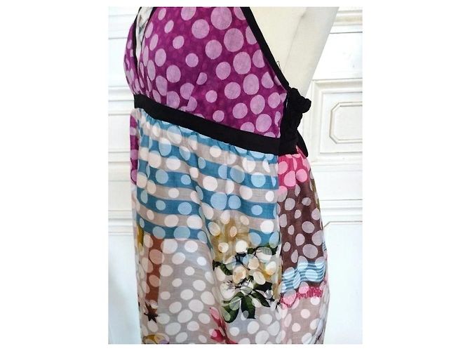 Autre Marque Anatopik Vestido Odalisque de Algodón Castaño Negro Rosa Blanco Azul Gris Púrpura - vista 13