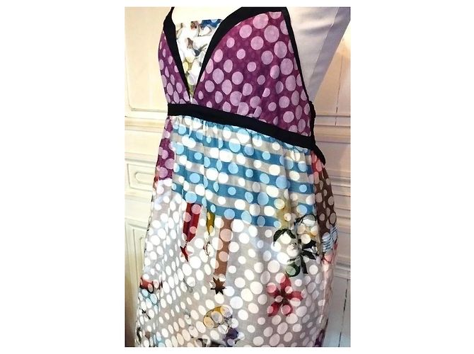 Autre Marque Anatopik Vestido Odalisque de Algodón Castaño Negro Rosa Blanco Azul Gris Púrpura - vista 16