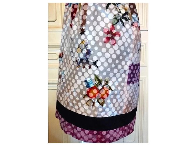 Autre Marque Anatopik Vestido Odalisque de Algodón Castaño Negro Rosa Blanco Azul Gris Púrpura - vista 19