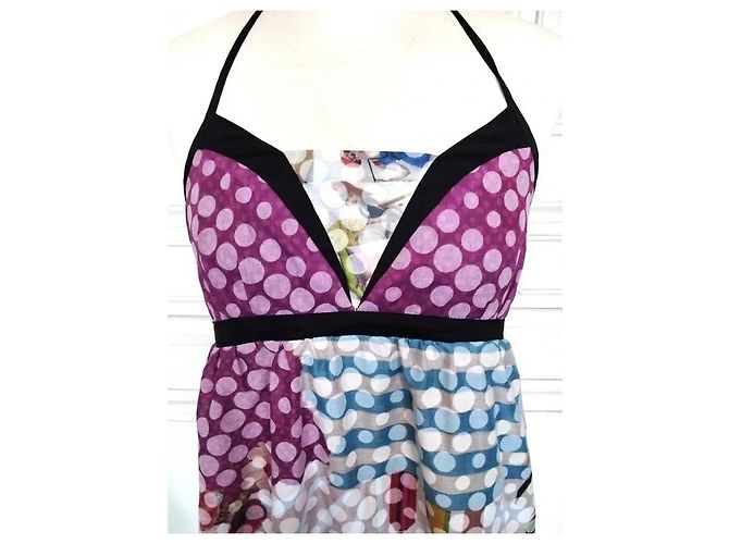 Autre Marque Anatopik Vestido Odalisque de Algodón Castaño Negro Rosa Blanco Azul Gris Púrpura - vista 2