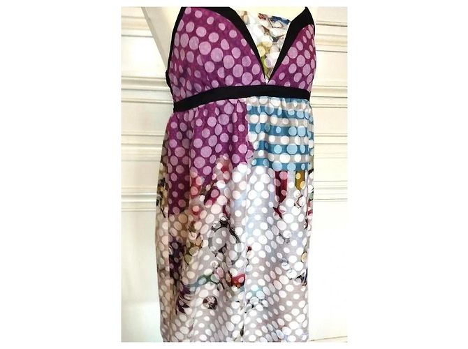 Autre Marque Anatopik Vestido Odalisque de Algodón Castaño Negro Rosa Blanco Azul Gris Púrpura - vista 20