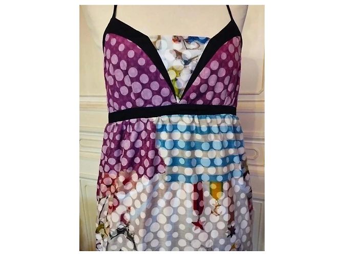 Autre Marque Anatopik Vestido Odalisque de Algodón Castaño Negro Rosa Blanco Azul Gris Púrpura - vista 5
