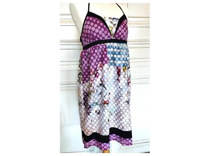 Autre Marque Anatopik Vestido Odalisque de Algodón Castaño Negro Rosa Blanco Azul Gris Púrpura - vista 8