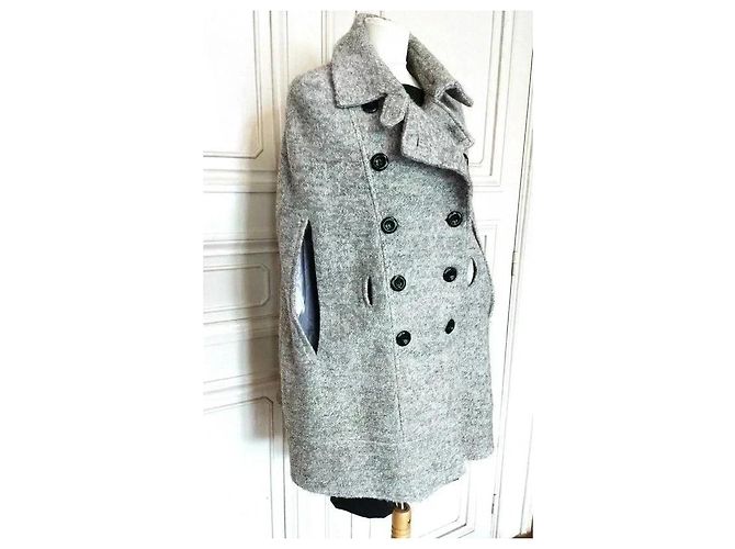 Rene Derhy Rainette Wool Cape Coat Grey - view 8