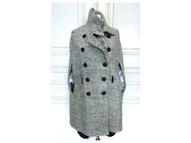 Rene Derhy Rainette Wool Cape Coat Grey - view 9