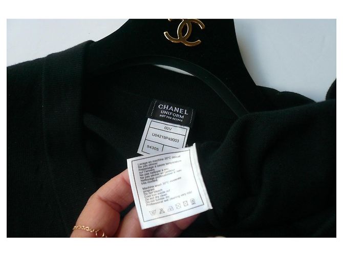 Cardigã longo Chanel Uniform em jersey Preto - vista 2