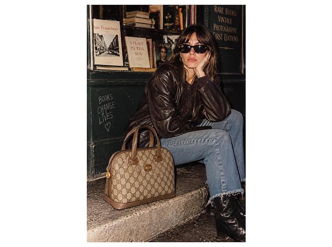 Borsa Tote Gucci GG Monogram Marrone Beige Monogramma - vista 11