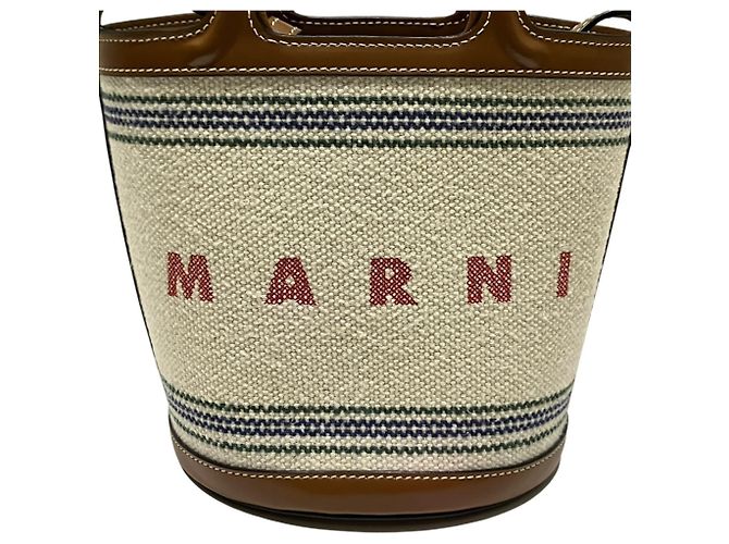 Borsa a secchiello Marni Small Marrone Beige - vista 6