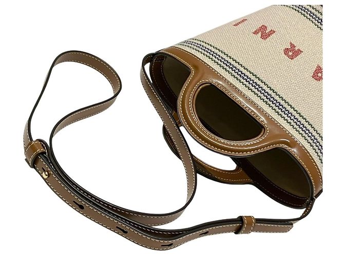 Borsa a secchiello Marni Small Marrone Beige - vista 9