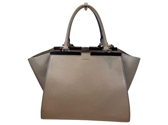 Fendi Trois Jours Lederhandtasche Beige - Ansicht 2