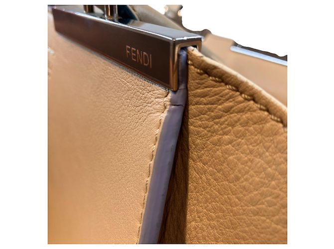 Fendi Trois Jours Lederhandtasche Beige - Ansicht 8