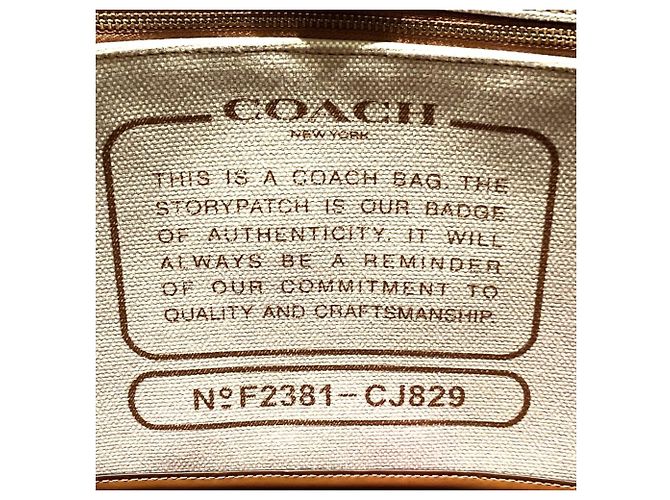 Saco tote Coach bege de couro e lona - vista 4