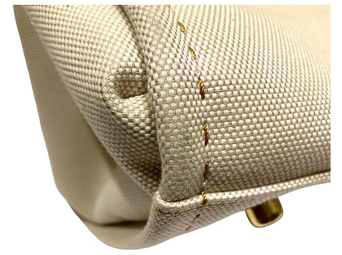 Saco tote Coach bege de couro e lona - vista 9