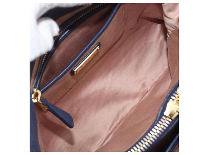 Borsa Miu Miu Vittero Dino Leather Blue Gold Auth 204405 D'oro - vista 11