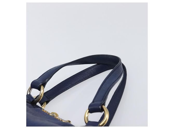 Borsa Miu Miu Vittero Dino Leather Blue Gold Auth 204405 D'oro - vista 14