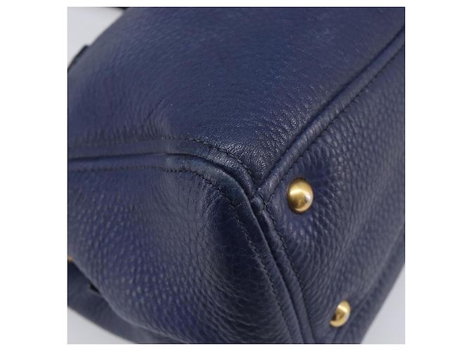 Borsa Miu Miu Vittero Dino Leather Blue Gold Auth 204405 D'oro - vista 15