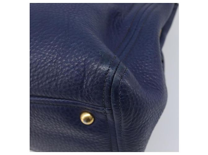 Borsa Miu Miu Vittero Dino Leather Blue Gold Auth 204405 D'oro - vista 16