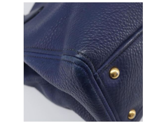 Borsa Miu Miu Vittero Dino Leather Blue Gold Auth 204405 D'oro - vista 17
